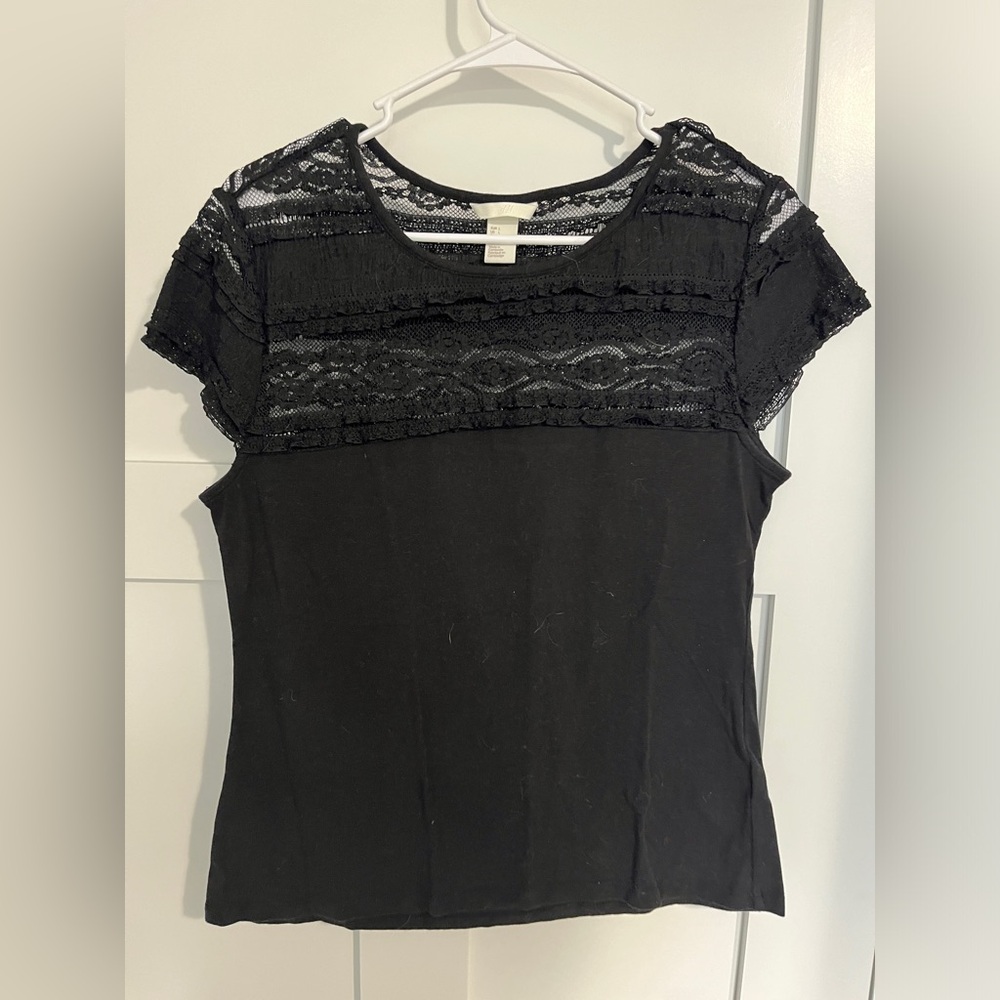 H&M Black Part Lace Blouse